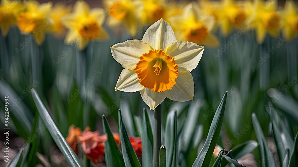 Obraz premium a vibrant yellow daffodil heralding the arrival of spring