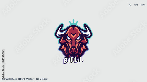 Bull head logo design. Creative bull horns symbol. Vector illustration
