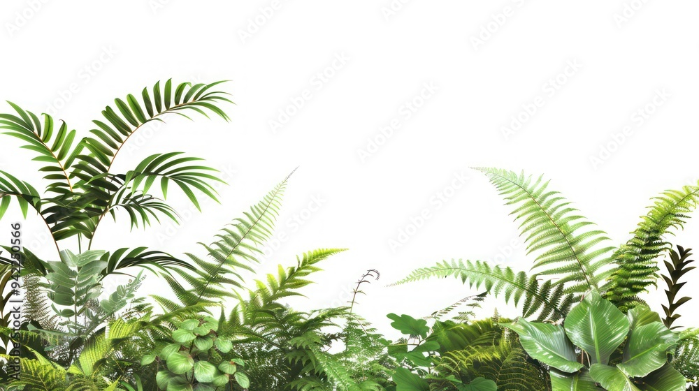 Fototapeta premium Green Lush Foliage on White Background