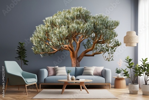 Breathtaking 3D Representation of an Australian Banksia Integrifolia Tree on Canvas photo