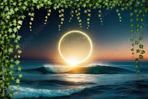 Celestial Glow Effect with Ivy Vines, Ocean Swells, and Starry Flickers for Engaging Social Media Content