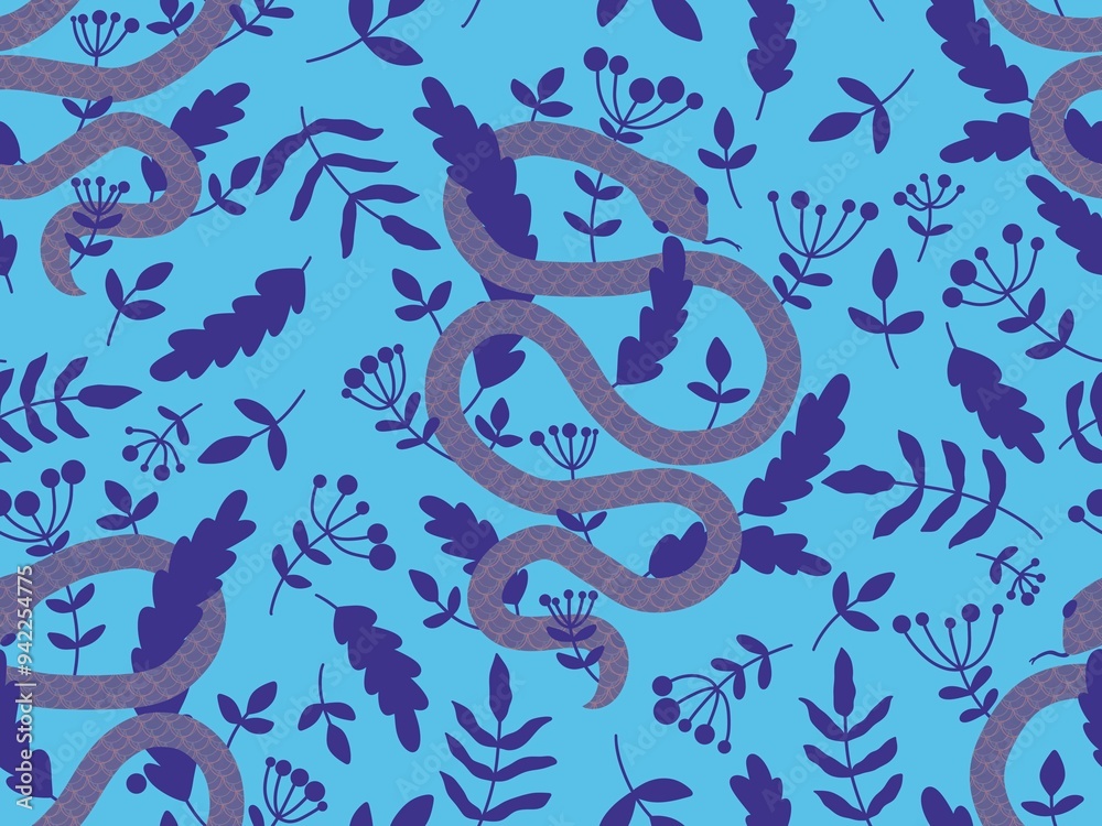 Obraz premium Cartoon animals seamless snake pattern for wrapping and kids new 2025 year