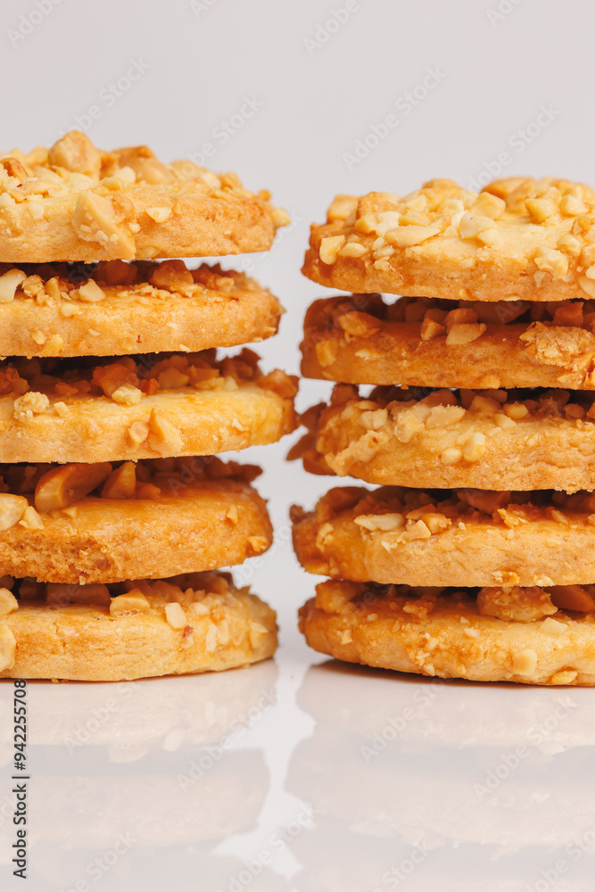 Crispy cookies on a light background. Food photography Crispy cookies on a light background. Food photography