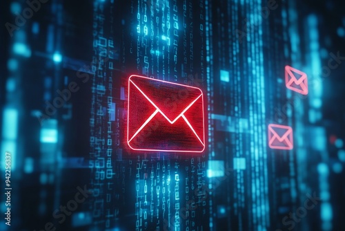 Email security alert  protecting against spam viruses and compromised communications in your inbox