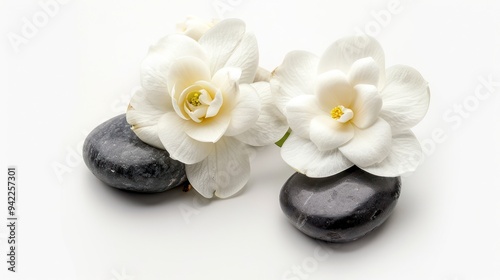 White Flowers and Smooth Stones