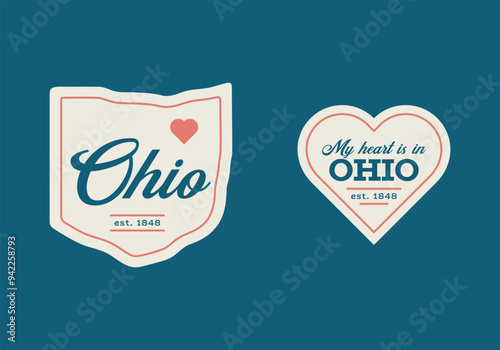 Ohio state USA logo vintage print for t-shirt. Trendy Hipster design. Vector illustration