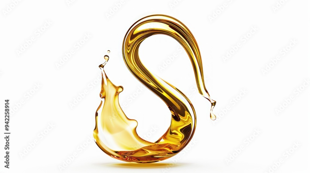 Fototapeta premium Golden Liquid Splash in the Shape of an 'S'