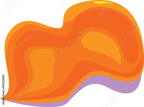 Abstract orange shape is flowing and forming a wave with a purple shadow underneath