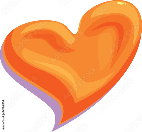 Orange heart shape is pulsing with vibrant color, symbolizing love, passion, and affection