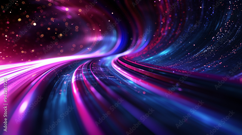 Abstract tech background showcases a high-tech holographic interface filled with glowing fractal particles, representing nanotechnology or a high-speed data bus Abstract tech background showcases a high-tech holographic interface filled with glowing fractal particles, representing nanotechnology or a high-speed data bus