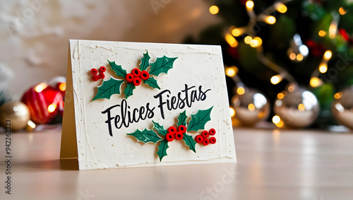 Felices Fiestas.Tarjeta de Navidad en español