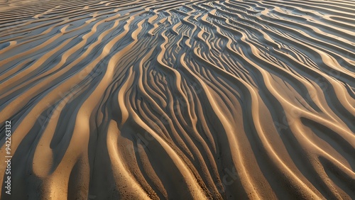 Abstract pattern of sand dunes in the desert. photo