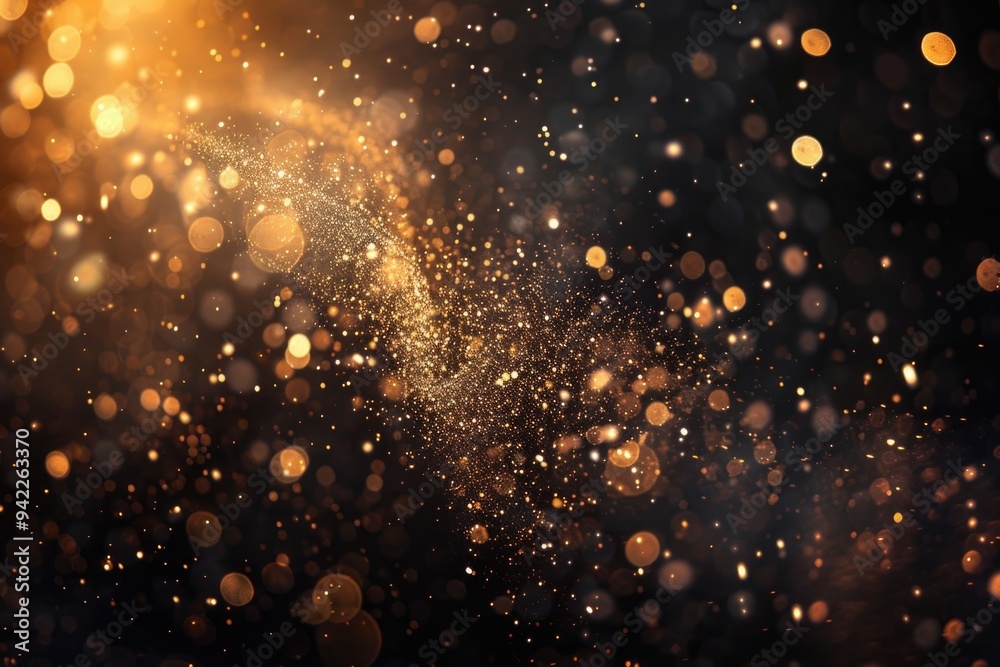 Fototapeta premium A luxurious and elegant background featuring a black and gold color scheme with plenty of sparkles