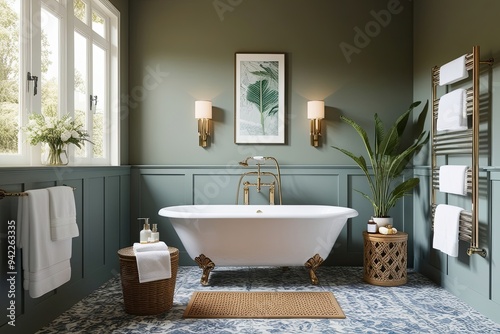 Stylish Bathroom Decor Featuring Elegant Bathtub for a Chic Home Aesthetic