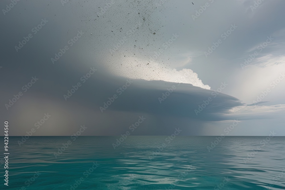 Hazy Particle Storm Cloud Carrying Minute Debris on Clear Surface