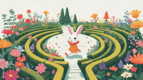 easter bunny with flowers photo