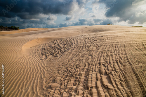 USA, Texas, Kenedy County. Dunes blowing photo