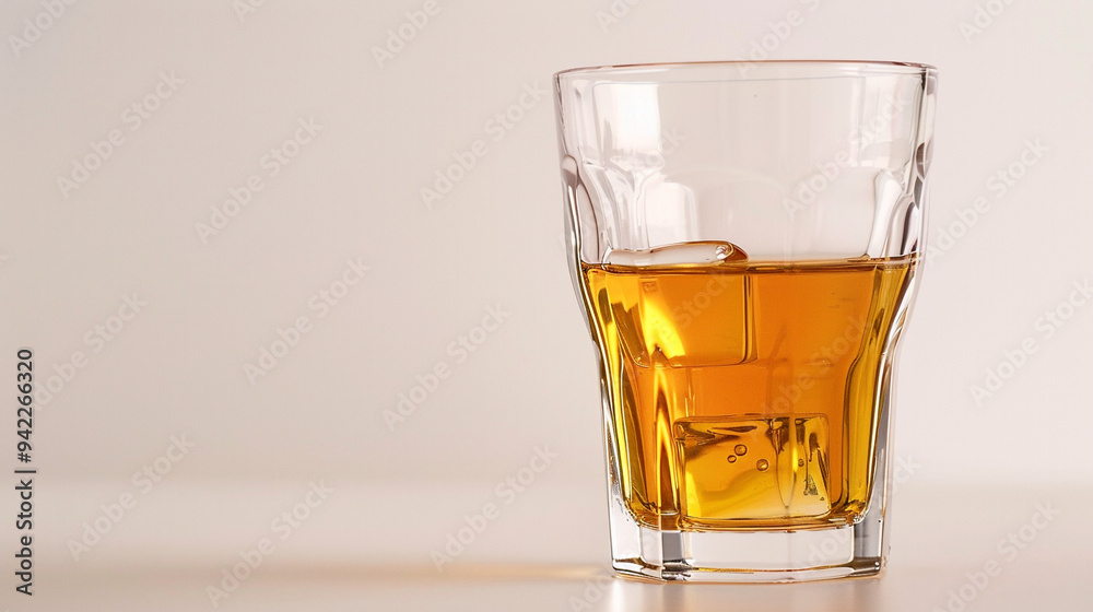 Glass of Crisp Apple Juice on a Clean White Background for a Classic Presentation Glass of Crisp Apple Juice on a Clean White Background for a Classic Presentation