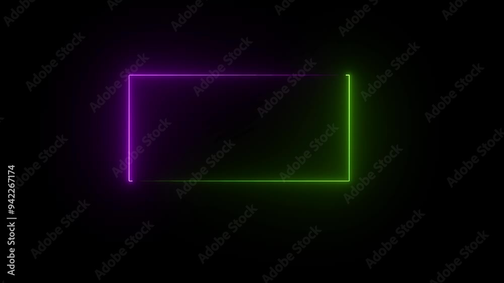 Animated neon glowing frame on black background Animated neon glowing frame on black background
