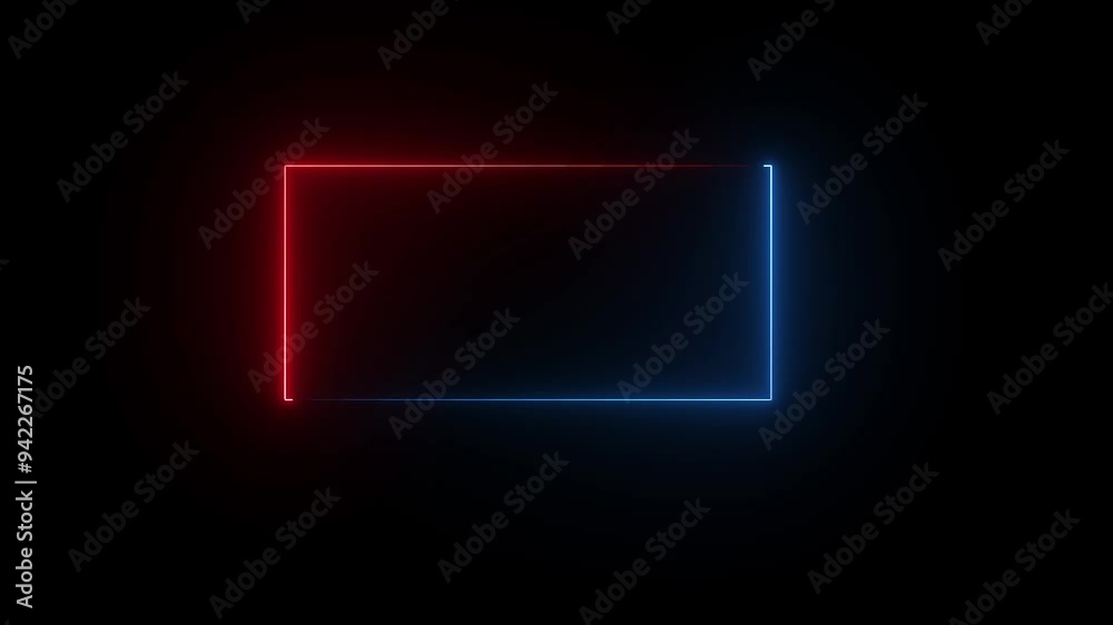 Animated neon glowing frame on black background Animated neon glowing frame on black background