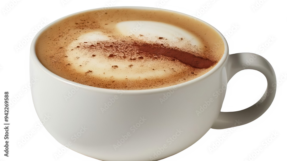 Pumpkin spice latte in white ceramic mug, whipped cream and cinnamon_PNG Pumpkin spice latte in white ceramic mug, whipped cream and cinnamon_PNG