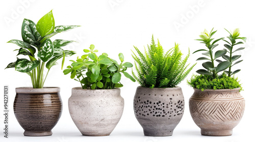 Elegant Green Home Plants Displayed in Ceramic Pots for a Stylish Indoor Garden