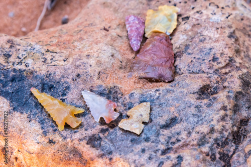 USA, Utah, Grand Staircase Escalante National Monument. Close-up of arrowheads. photo