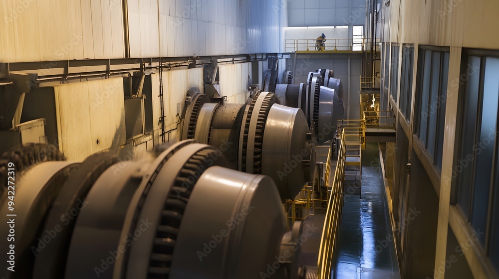Industrial machinery in a factory setting. Industrial machinery in a factory setting.