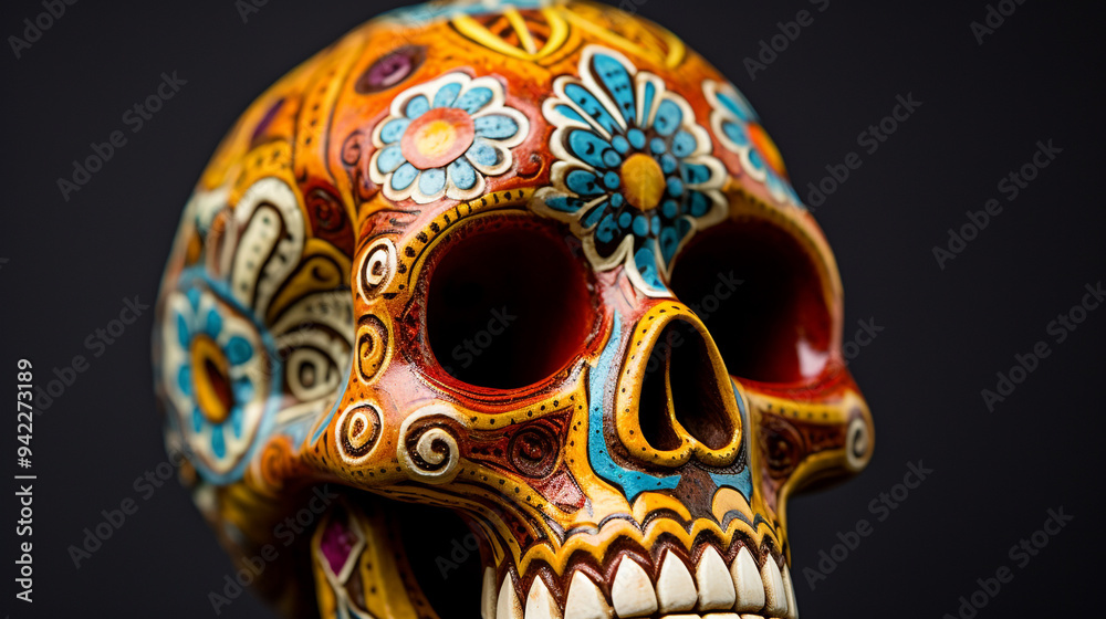 Portrait with sugar skull makeup over Halloween costume and make-up. Portrait of Calavera Catrina. Portrait with sugar skull makeup over Halloween costume and make-up. Portrait of Calavera Catrina.