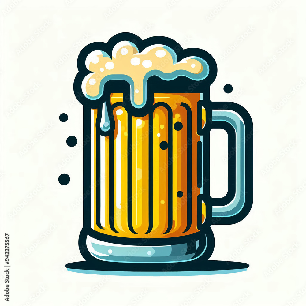 Cheerful cartoon beer mug with foam. Cheerful cartoon beer mug with foam.