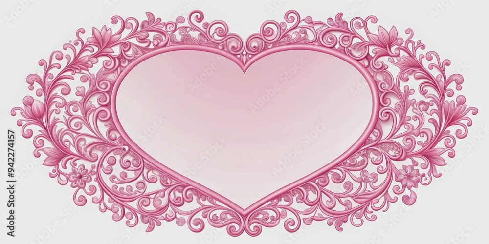Pink heart-shaped frame with intricate floral design , love, valentine, romance, border, girly, decorative, pretty, stylish Pink heart-shaped frame with intricate floral design , love, valentine, romance, border, girly, decorative, pretty, stylish