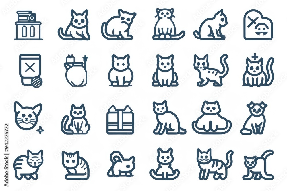 Group of domestic cats sitting and looking at each other