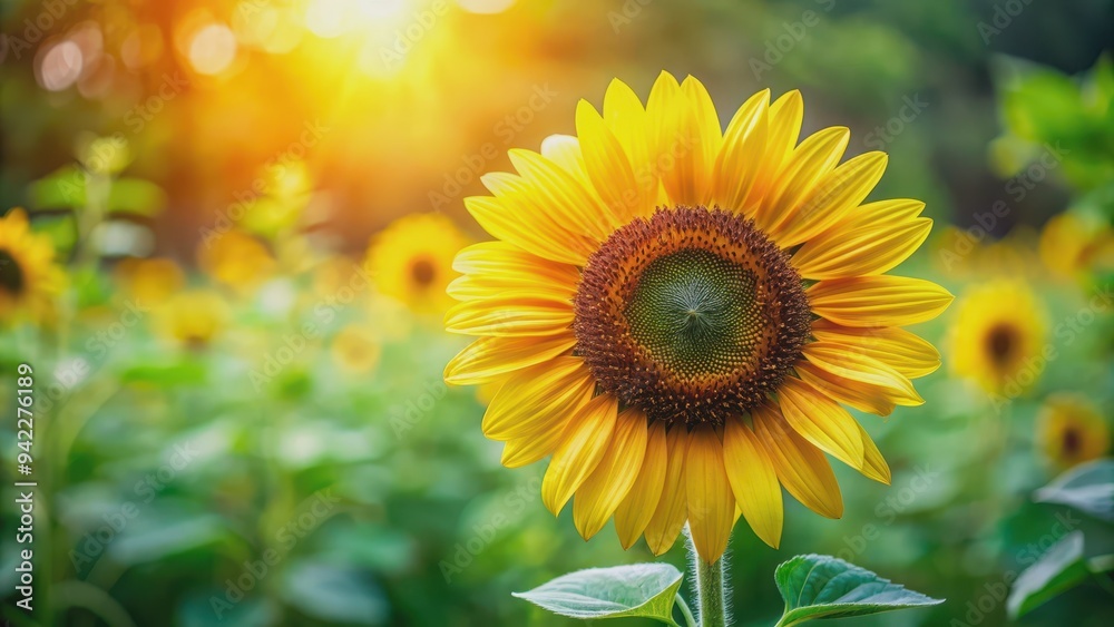 Vibrant sunflower in full bloom in a summer garden , yellow, sunflower, plant, bloom, nature, petals, seeds, field, garden Vibrant sunflower in full bloom in a summer garden , yellow, sunflower, plant, bloom, nature, petals, seeds, field, garden