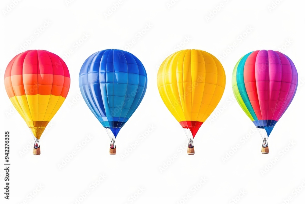 Fototapeta premium Hot air balloons soaring in the clear blue sky, a beautiful sight to behold