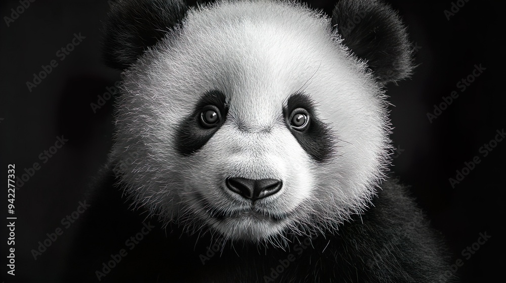 Fototapeta premium Panda with a serene expression ideal for showcasing the tranquil beauty of these creatures
