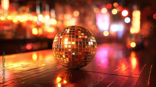 Disco ball with reflection rays from ball on bar