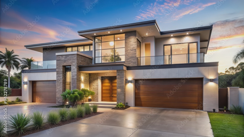 Luxury modern home with sleek design in an exclusive upper-class neighborhood, luxury, modern, home Luxury modern home with sleek design in an exclusive upper-class neighborhood, luxury, modern, home