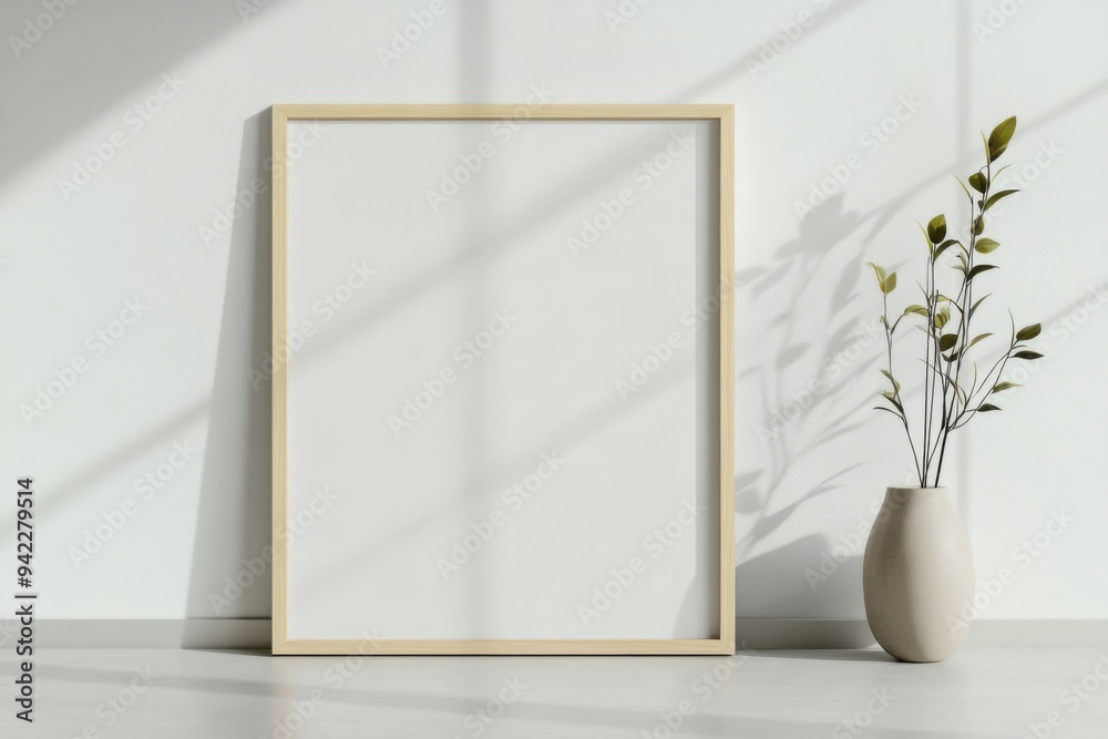Blank picture frame mockup on wall. Light room minimal design. View of modern scandinavian style interior with artwork mock up on wall. Home staging and minimalism concept Blank picture frame mockup on wall. Light room minimal design. View of modern scandinavian style interior with artwork mock up on wall. Home staging and minimalism concept