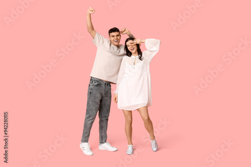 Happy young couple dancing ...