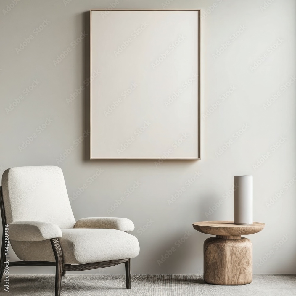 mock up poster frame in modern interior background, minimalistic modern clean empty living room, with plant and furniture. Scandinavian style mock up poster frame in modern interior background, minimalistic modern clean empty living room, with plant and furniture. Scandinavian style