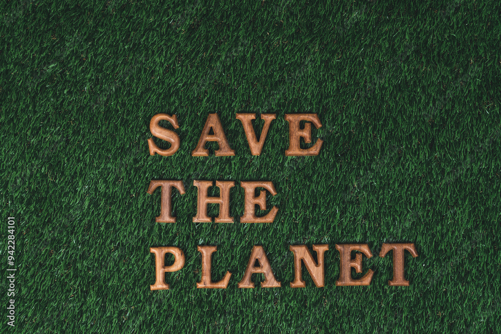 Eco awareness campaign for Earth day concept showcase message arranged in Save Earth on biophilic green background. Environmental social governance concept idea for sustainable and greener future.Gyre Eco awareness campaign for Earth day concept showcase message arranged in Save Earth on biophilic green background. Environmental social governance concept idea for sustainable and greener future.Gyre