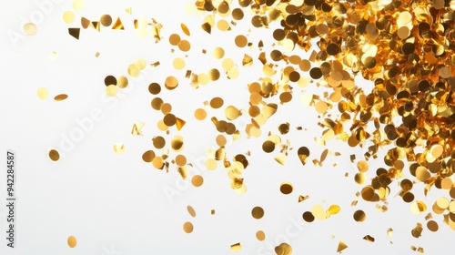 Festive designs with shimmering golden confetti streams.