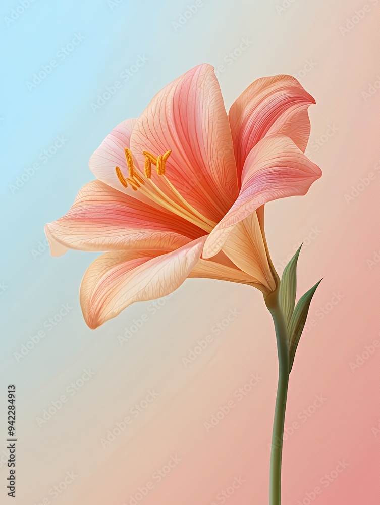 A beautifully illustrated flower with soft pastel colors, showcasing its delicate petals. A beautifully illustrated flower with soft pastel colors, showcasing its delicate petals.