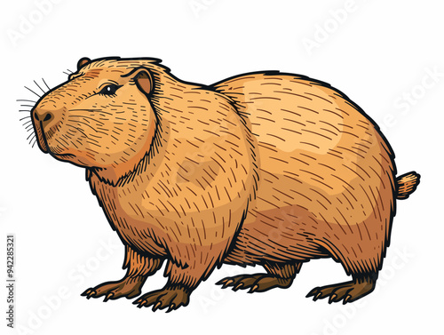 Capybara. Vector illustration of a rodent on a white background.