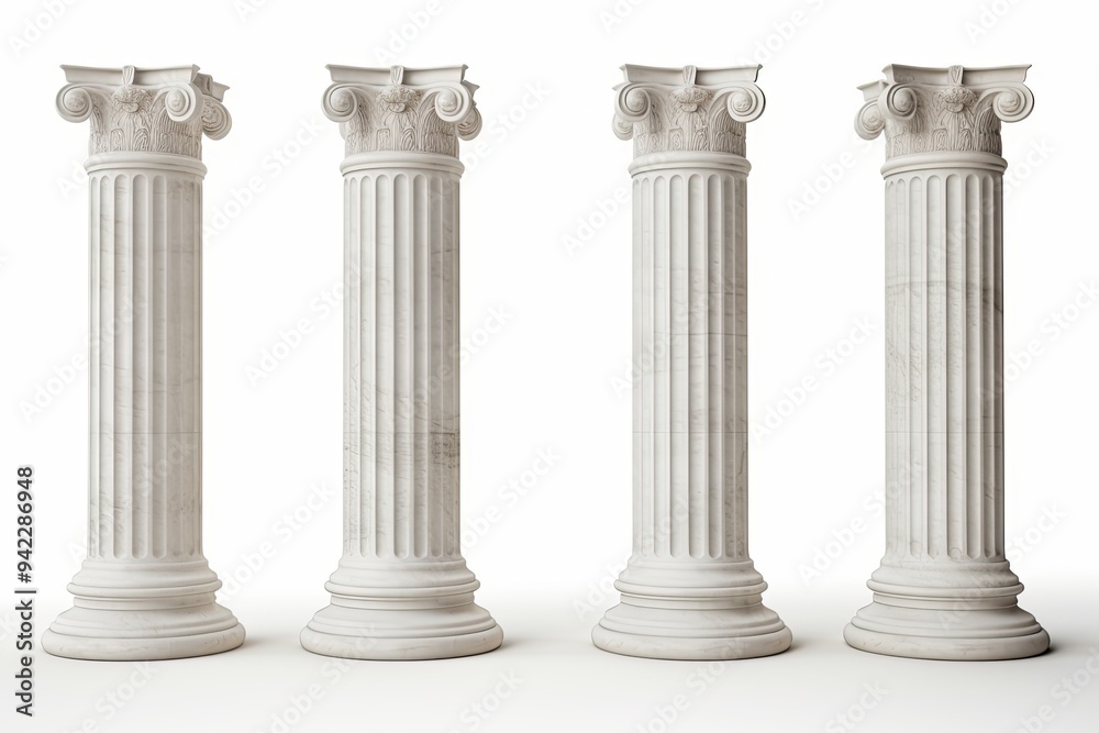 Supreme Court's marble columns, isolated on white background 