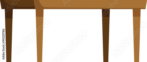 Simple illustration of a wooden table standing on four legs, isolated on a white background