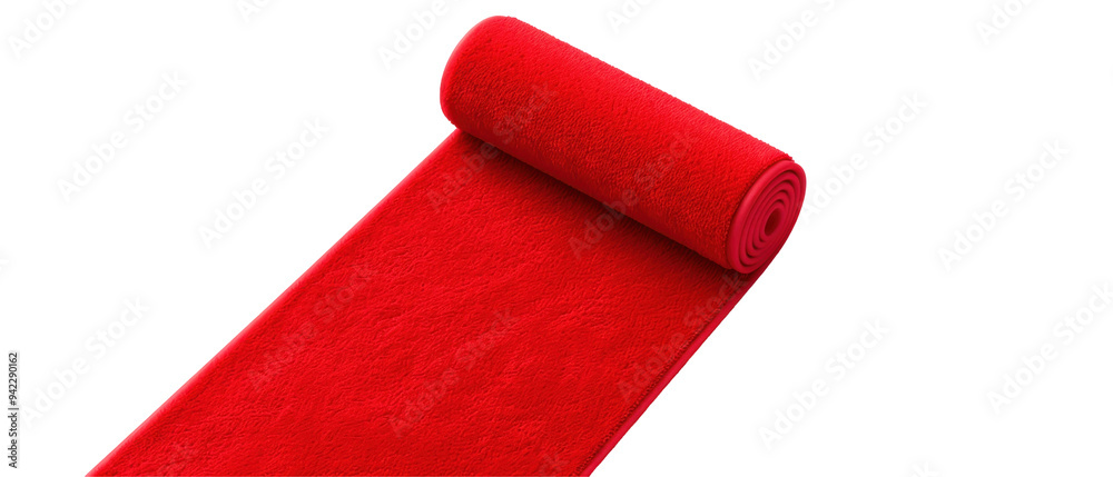 Fototapeta premium Red Carpet on Transparent Background, a vibrant red carpet elegantly displayed on a clear backdrop, perfect for enhancing event themes or promotional materials.