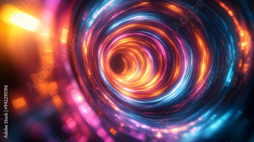 Abstract Neon Lights Tunnel Background