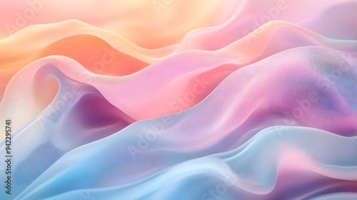 Abstract Pastel Waves, Fluid Background, Digital Art