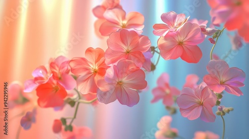 Delicate Pink Flowers in Soft Focus with Blurred Background
